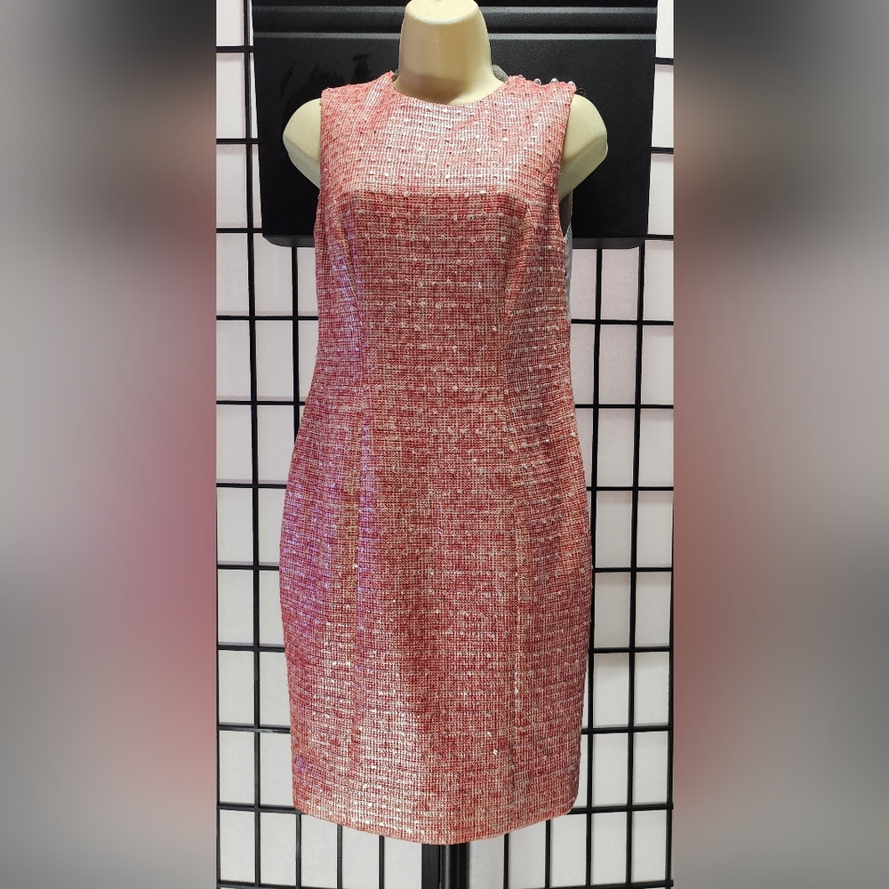 ZANG TOI New York Red Gray Handmade Tweed Lace Dress